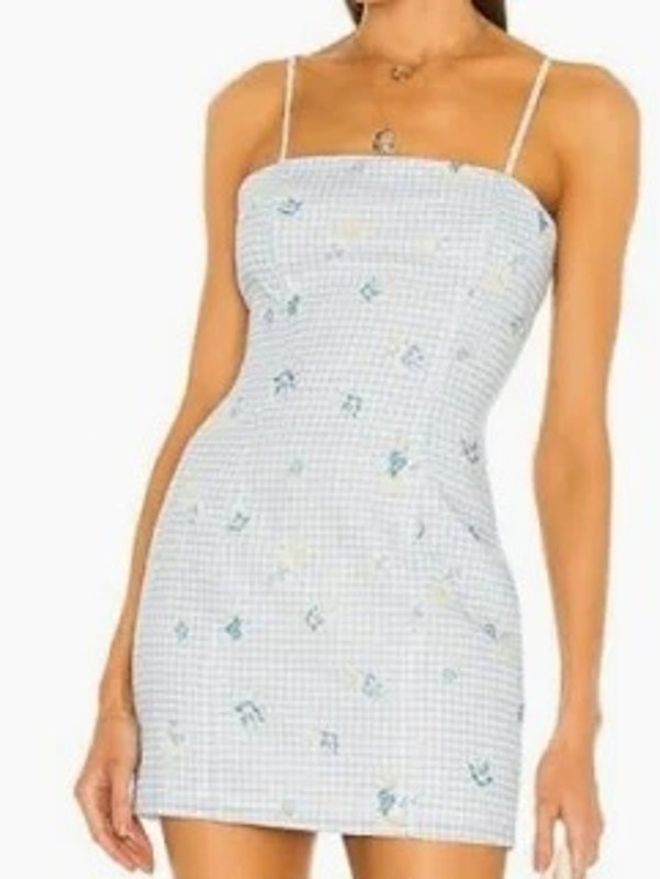 Majorelle Women Pearson Dress Polly Gingham Floral Mini Cottage Linen Small